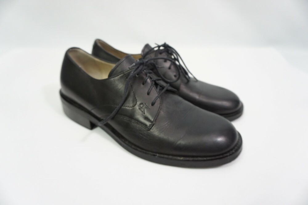Vintage Y2KCalvin Klein Men 8 Oxford Leather Dress Shoes Black Carlton Italy Mad